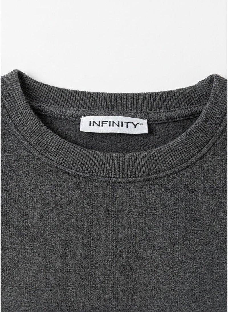 Infinity Women’s Grey Sweatshirt – Soft Crewneck, Long Sleeve, Casual Comfort Pullover - Image 3