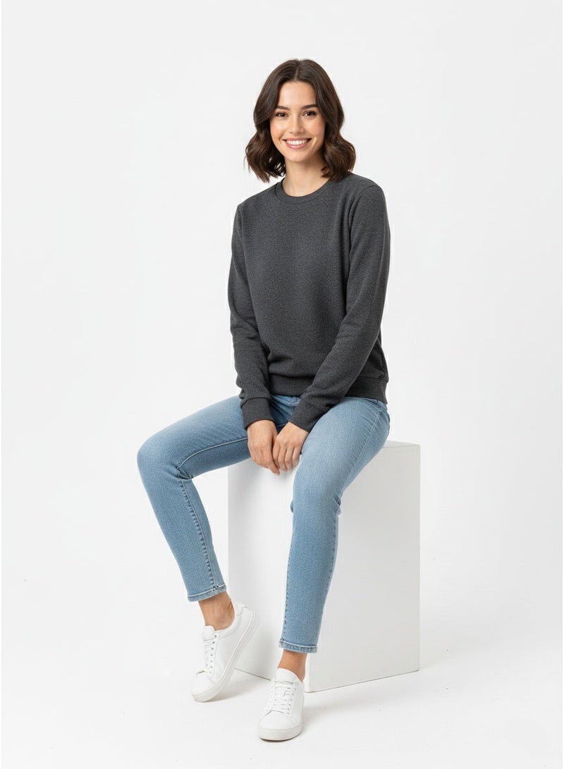 Infinity Women’s Grey Sweatshirt – Soft Crewneck, Long Sleeve, Casual Comfort Pullover - Image 2