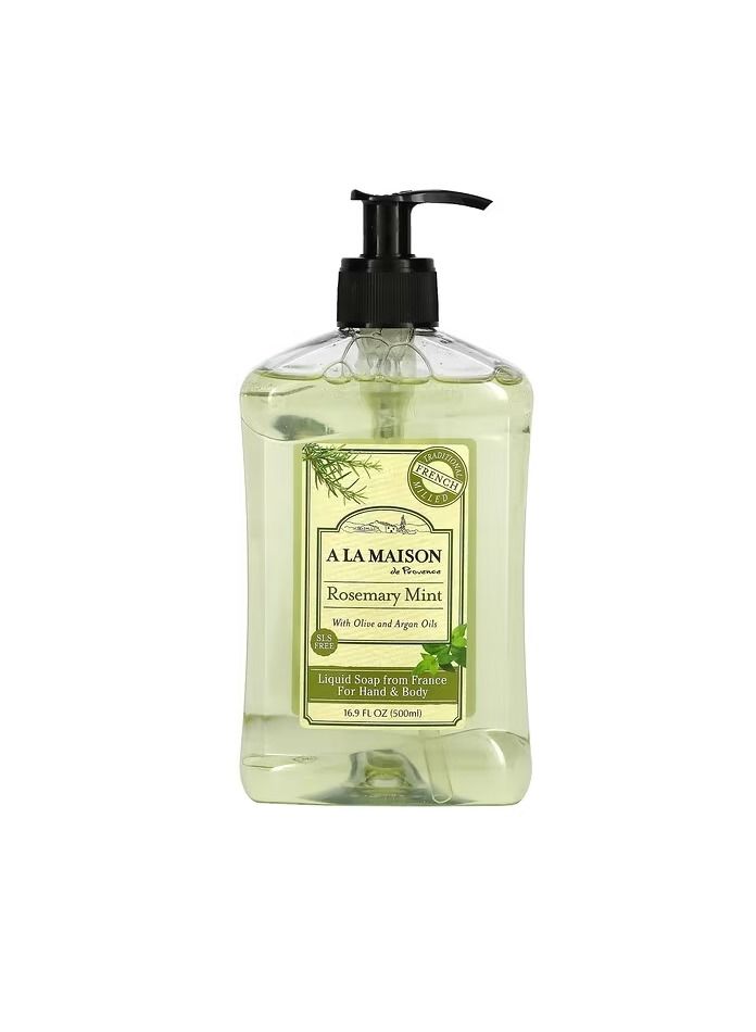 A La Maison De Provence Liquid Soap For Hand Body Rosemary Mint 16.9 fl oz 500 ml 