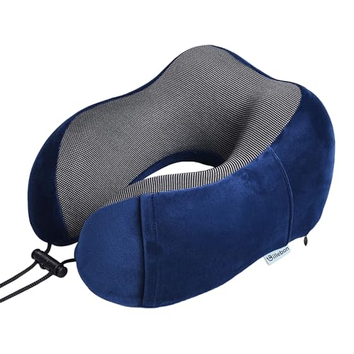 Billebon Neck Pillow for Travel – Comfortable Memory Foam Support, U-Shape Ergonomic Design, Portable for Flight Journeys, Lightweight Compact Build, Soft Washable Cover (Navy Blue) - Image 1