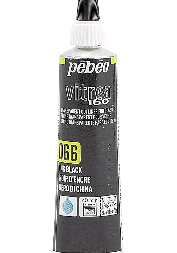 PEBEO Vitrea 160 Glass Paint Outliner - 0.67 Fl Oz, Ink Black, 066 - Image 1