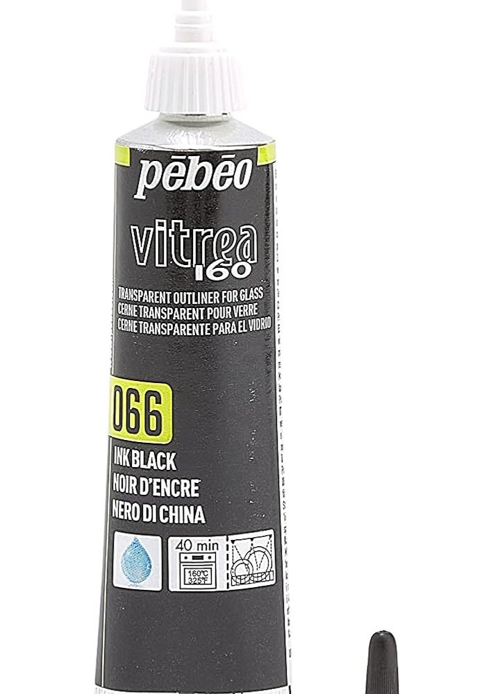 PEBEO Vitrea 160 Glass Paint Outliner - 0.67 Fl Oz, Ink Black, 066 - Image 2