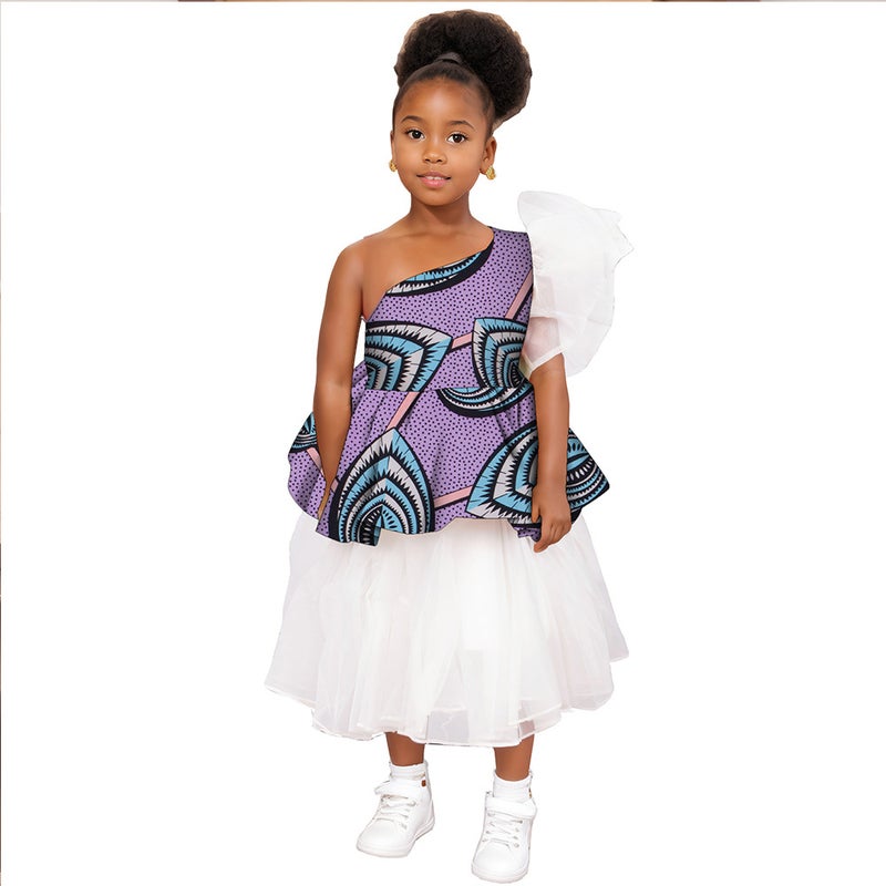 Dashiki African Girls Princess Dress Gauze Dress Ankara Print Patchwork Baby Girl Dress Children'S Clothing - Image 1
