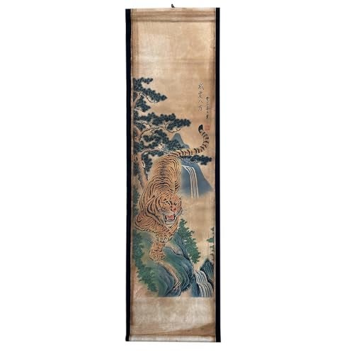 CIFIBIFUN Wall Art Poster Prints Paintings, Hanging Paper Scroll Decor Ready to Hang Asia Vintage Aesthetic,for Home Office Restaurant Tigers Feng Shui (E3) - Image 1