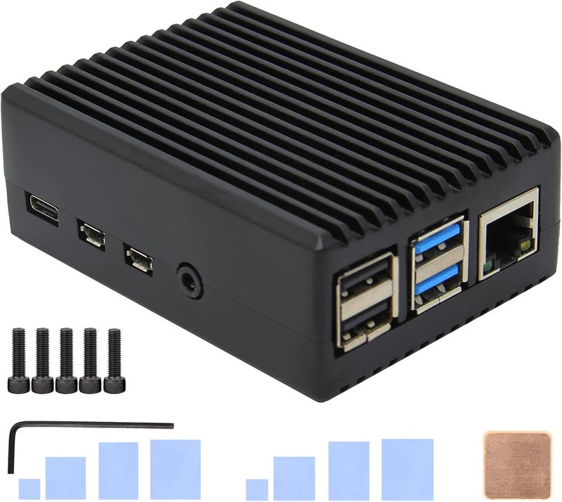 Geekworm Raspberry Pi 4 Aluminum Case, Raspberry Pi 4 Model B Heavy Duty Aluminum Passive Cooling Case for Raspberry Pi 4B Only - Image 1