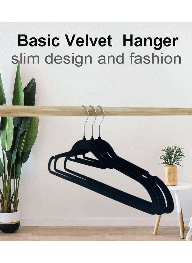 Kaizen Velvet Non-Slip Clothes Hangers 50 Pcs - Black - Image 4