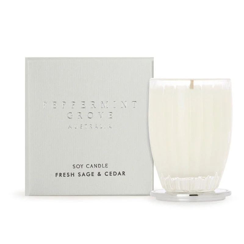 يسكن Peppermint Grove Fresh Sage & Cedar Aroma Candle