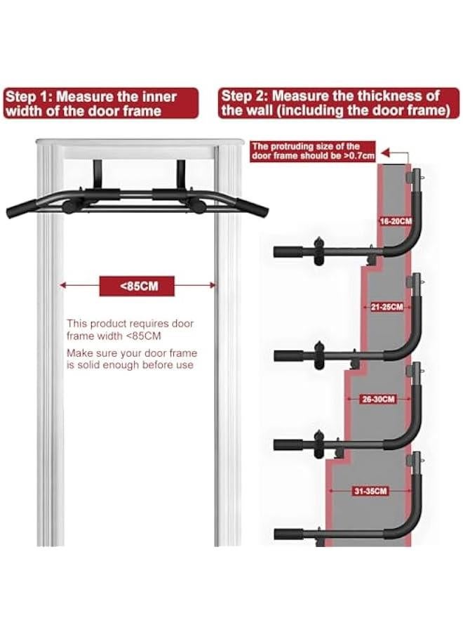 هوكور قضيب سحب للمدخل من تراسل، قضيب رفع الذقن المحمول لاطار الباب العلوي من الجسم، قضيب تمارين القوة بارتفاع قابل للتعديل، قضيب سحب بدون براغي، قضيب  للتمرين 80-85 سم، باب للمنزل والرياضة وصالة - Image 5