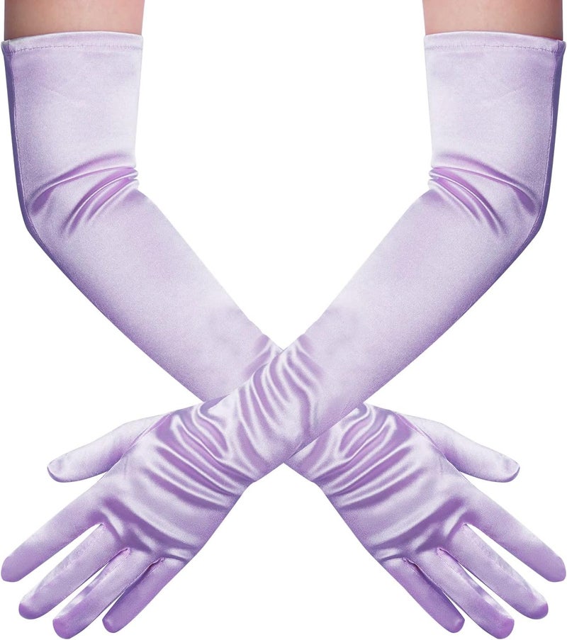 Wobe Long Opera Party 20s Satin Gloves Stretchy Adult Size Elbow Length Wedding - Image 1