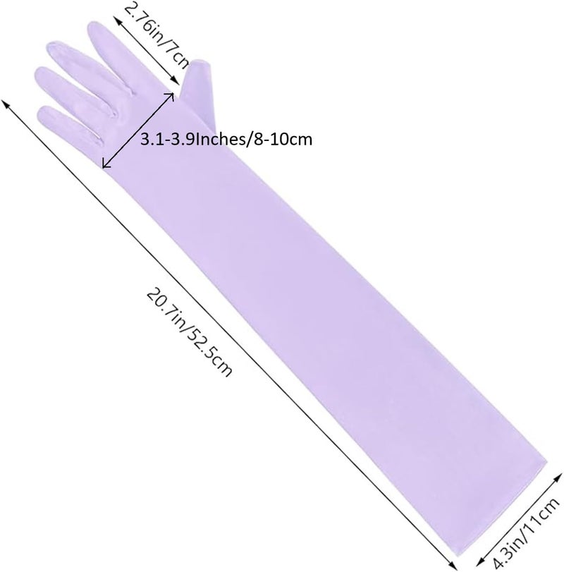 Wobe Long Opera Party 20s Satin Gloves Stretchy Adult Size Elbow Length Wedding - Image 2