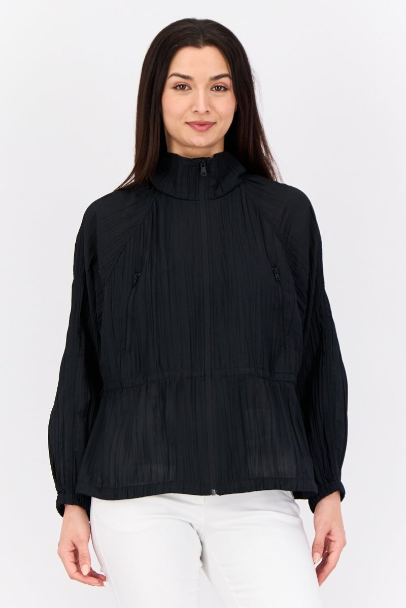 ESPRIT Women Pleated Raincoat Jacket, Black - Image 1