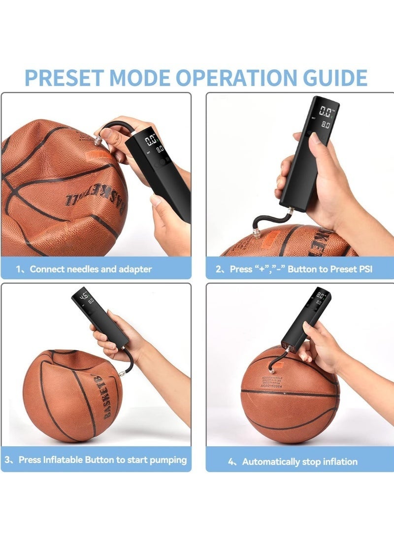 Bukela Electric Ball Pump,Smart Football Pump Portable Fast Ball Inflation with Accurate Pressure Gauge and Digital LCD Display for Football Basketball Volleyball Rugby (2 Needle and 1 Nozzle) - Image 3