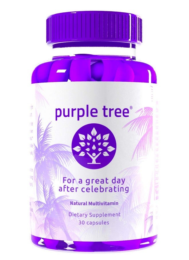 PURPLE TREE - Celebration Vitamin Pills; Rapid Hydration Liver Detox Better Mornings; Dihydromyricetin Dhm Milk Thistle Electrolytes Vitamin B Willow Bark Quercetin (30 Pills) - Image 1