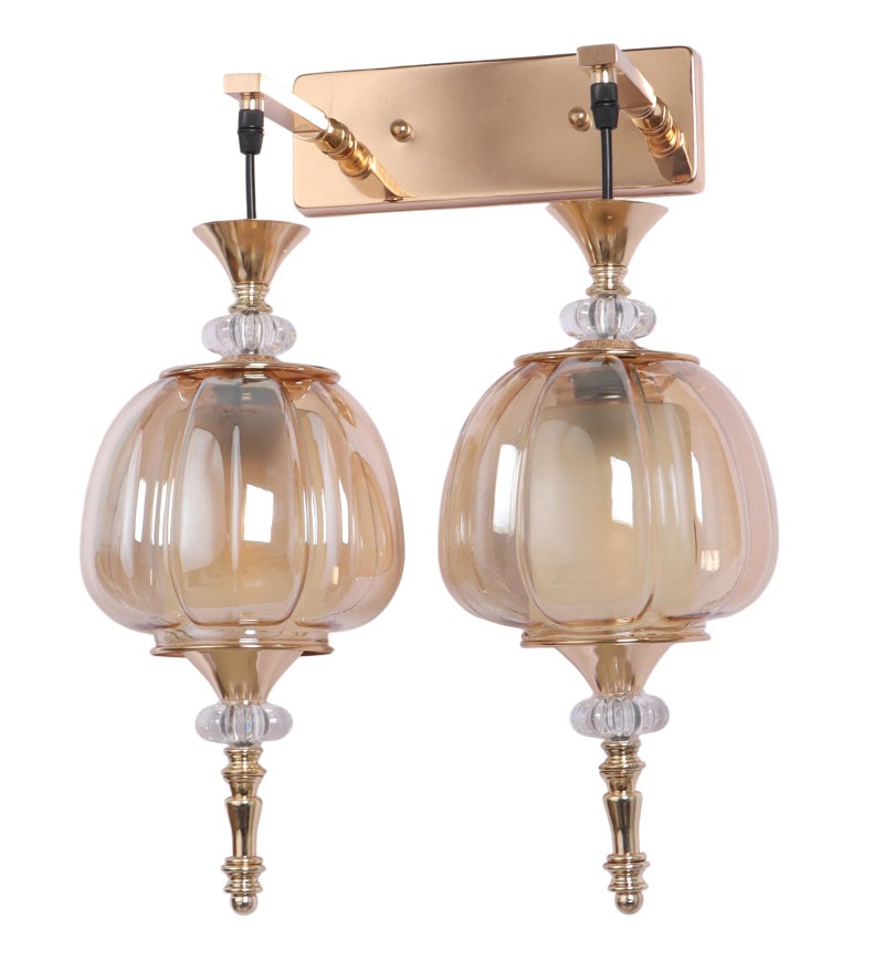 ELIANTE Serenique Twin Pendant Wall Light | Elegant Double Glass Wall Lamp for Living Room & Hallway | 3 Years Warranty | Free Bulb - Image 4
