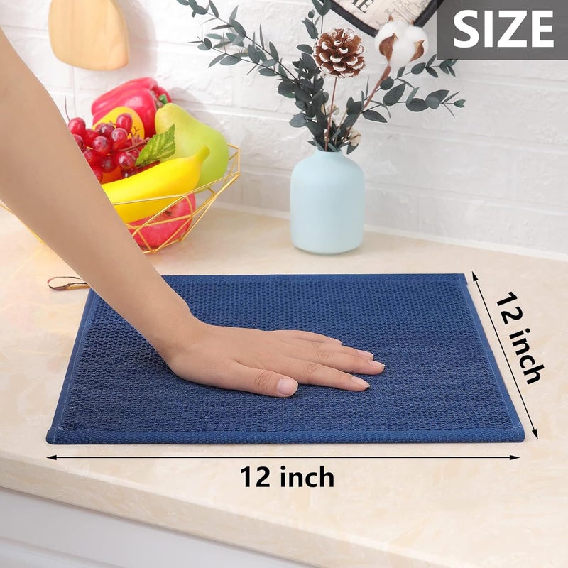 Homaxy 100% Cotton Waffle Weave Kitchen Dish Cloths, Ultra Soft Absorbent Quick Drying Dish Towels, 12 x 12 Inches, 12-Pack, Navy Blue - Image 5