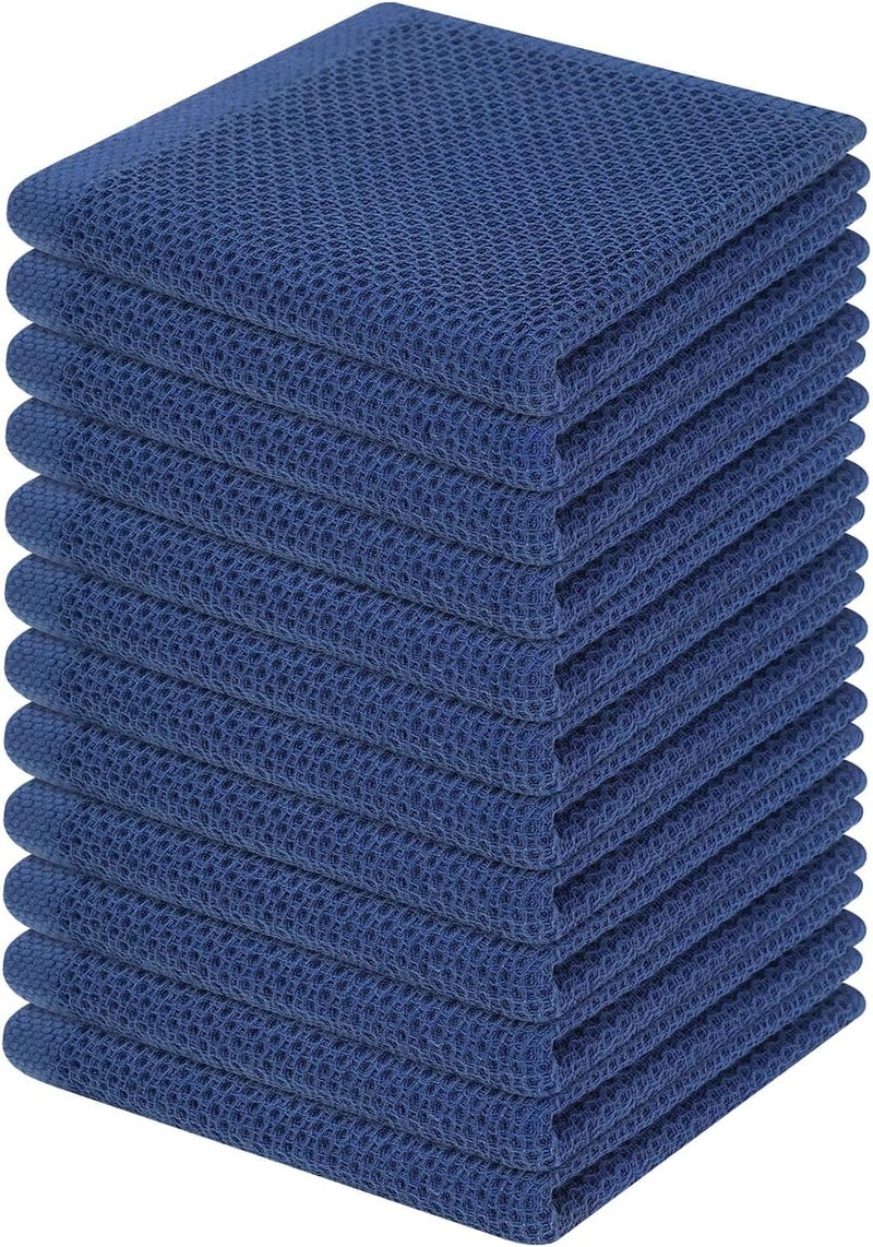 Homaxy 100% Cotton Waffle Weave Kitchen Dish Cloths, Ultra Soft Absorbent Quick Drying Dish Towels, 12 x 12 Inches, 12-Pack, Navy Blue - Image 1