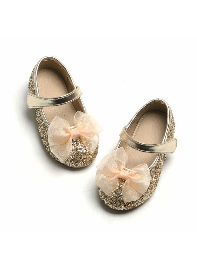 Otter MOMO Toddler/Little Girls Mary Jane Ballerina Flats Shoes Slip-on School Party Dress Shoes, D716-gold, 9 Toddler - Image 1
