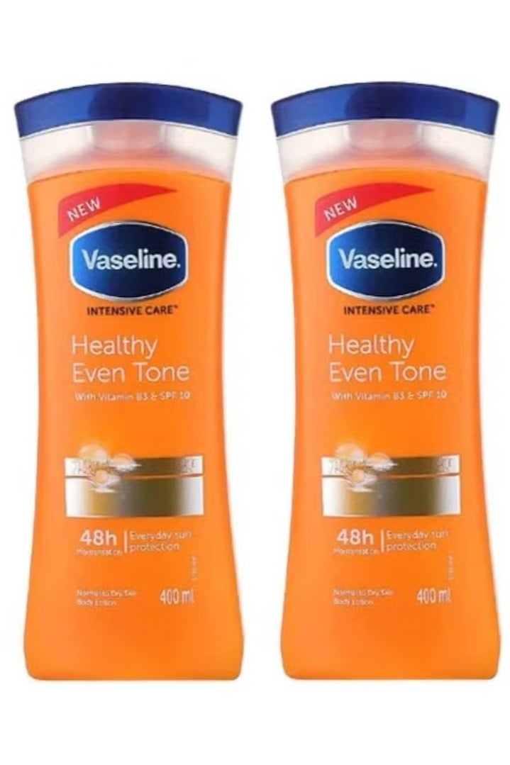 Vaseline 2Pcs Vaseline intensive care healthy even tone body lotion with vitamin b3 and spf 10 400 ml - Image 1