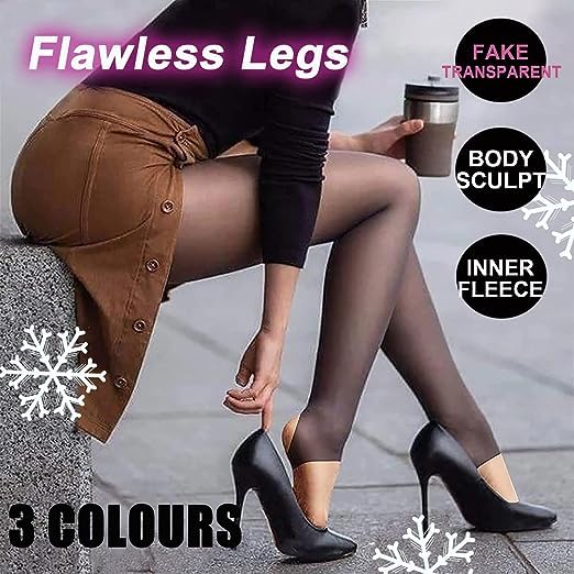 WKLOUYHE Womens Ladies Winter Warm Tights Fleece Lined Legging Extra Thick Furry Thermal Elastic High Waisted Tight_Pack of 1(Black) (S) - Image 5