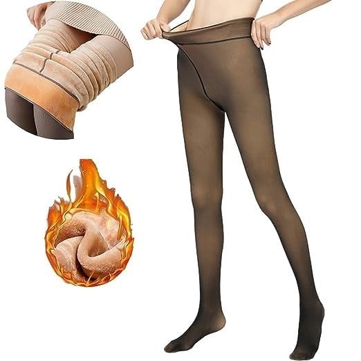 WKLOUYHE Womens Ladies Winter Warm Tights Fleece Lined Legging Extra Thick Furry Thermal Elastic High Waisted Tight_Pack of 1(Black) (S) - Image 2