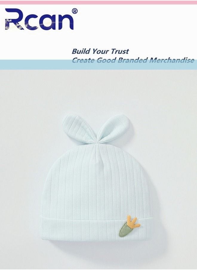 Rcan Newborn Cute Baby Fetal Cap Soft Warm Baby  Hat Cotton 0-3 Months Blue 
