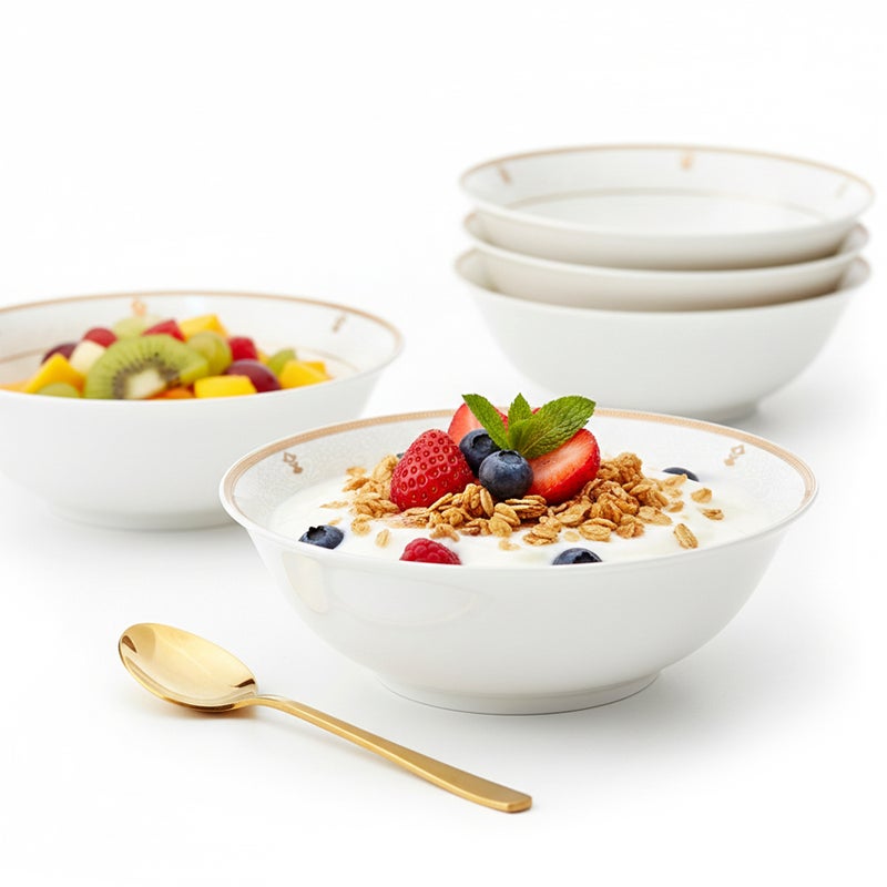 Shallow ZAYA New Bone China Bowl 14 cm -  6 piece Set  Elegant White Multipurpose Bowl for Soups, Desserts & Sides, Premium Tableware for Daily Use, Brunch, Ramadan, Eid, Diwali & Gifting (Set of 6) - Image 2