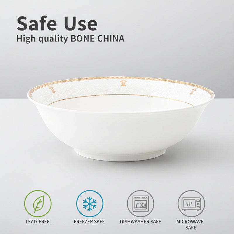 Shallow ZAYA New Bone China Bowl 14 cm -  6 piece Set  Elegant White Multipurpose Bowl for Soups, Desserts & Sides, Premium Tableware for Daily Use, Brunch, Ramadan, Eid, Diwali & Gifting (Set of 6) - Image 5