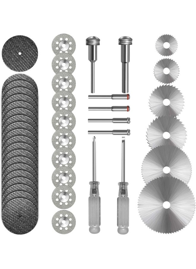 Generic Kuenuilr Cutting Wheel Set 36Pieces For Rotary Tool, Hss Circular Saw Blades 6Pieces, Resin Cutting Discs 20Pieces, 545 Diamond Cutting Wheels 10Psc With 2 Screwdrivers  - Image 1