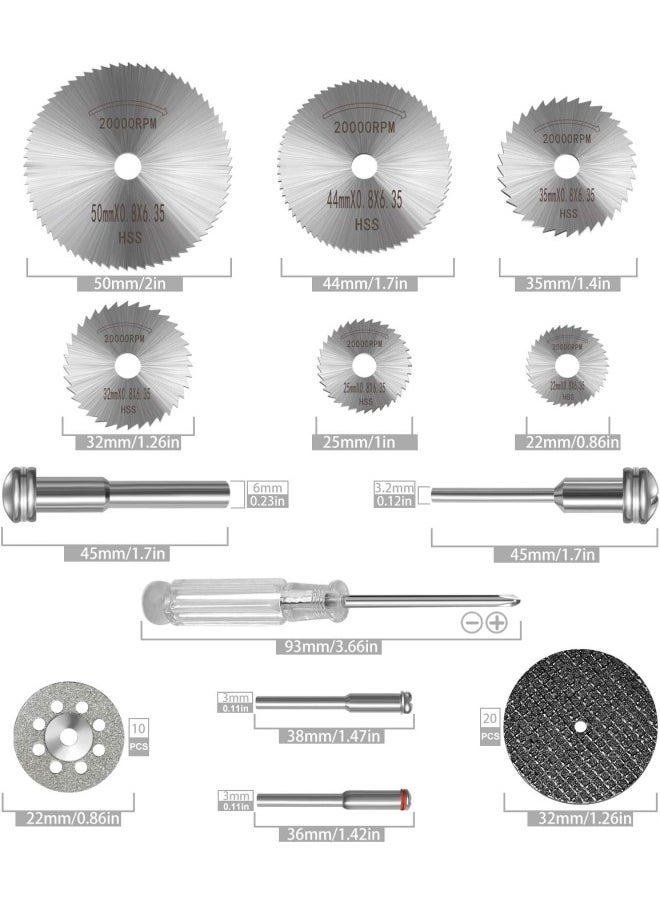 Generic Kuenuilr Cutting Wheel Set 36Pieces For Rotary Tool, Hss Circular Saw Blades 6Pieces, Resin Cutting Discs 20Pieces, 545 Diamond Cutting Wheels 10Psc With 2 Screwdrivers  - Image 2