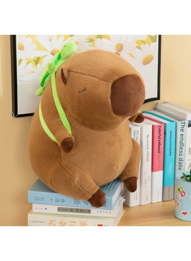 Adorable Turtle Capybara Plush Toy Pillow Cute Feminine Gift Short Soft Fur Customizable Available PP Cotton Filled-Color:Scarf Capybara-Height:25cm  - Image 3