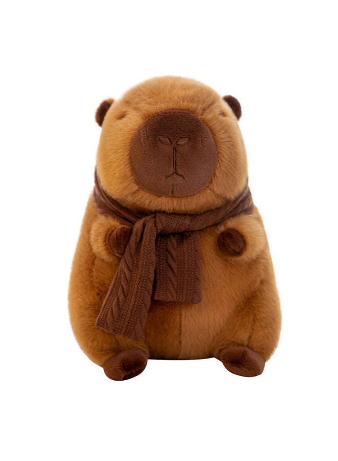 Adorable Turtle Capybara Plush Toy Pillow Cute Feminine Gift Short Soft Fur Customizable Available PP Cotton Filled-Color:Scarf Capybara-Height:25cm  - Image 1