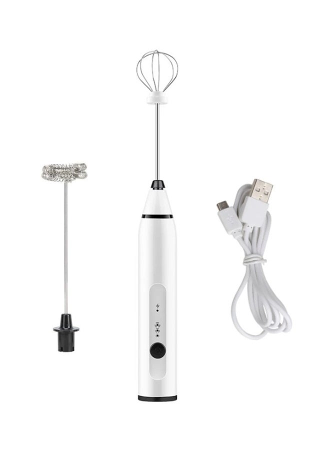 Generic - 3-Speed Electric Handheld Milk Frother and Egg Beater – Rechargeable Foam Maker for Coffee, Nescafe, Eggs, and Drinks – Compact Mixer with Stainless Steel Whisk – White - Image 1