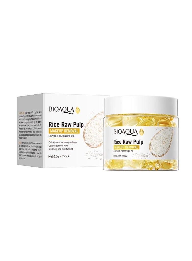 BIOAOUA Rice Essence Makeup Removal Capsules Essential Oil - Gentle Cleansing, Deep Nourishing, Suitable for Sensitive Skin - Image 1