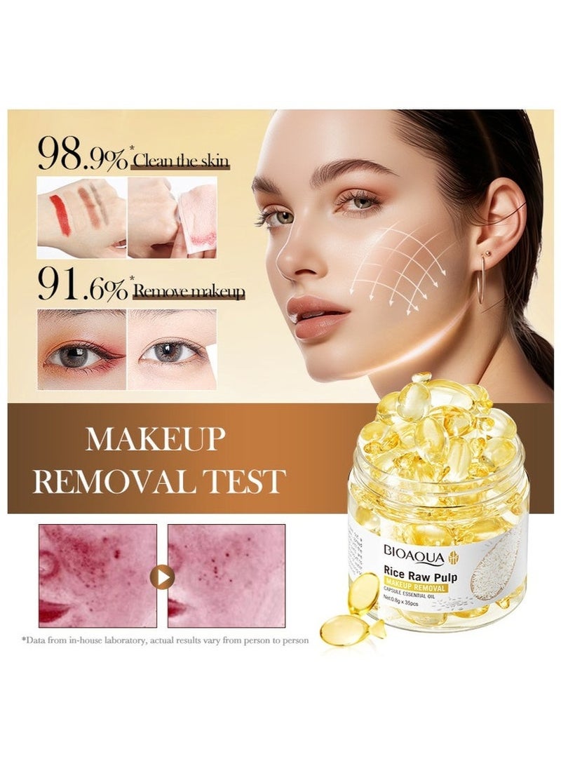 BIOAOUA Rice Essence Makeup Removal Capsules Essential Oil - Gentle Cleansing, Deep Nourishing, Suitable for Sensitive Skin - Image 2