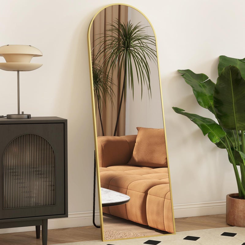 Aidoly Arched Mirror Full Length, Upgraded 16"x59" Body Wall Mirrors with Shatter-Proof Glass, Floor Standing, Hanging or Leaning, Tall Arch Mirror with Stand Aluminum Alloy Frame for Bedroom Cloakroom - Image 1