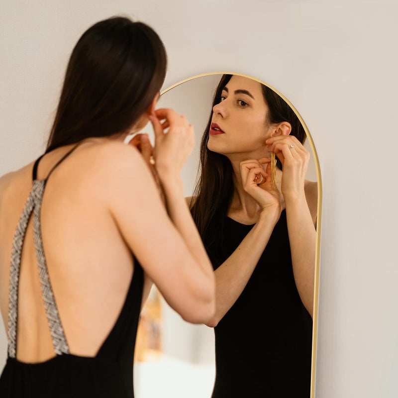 Aidoly Arched Mirror Full Length, Upgraded 16"x59" Body Wall Mirrors with Shatter-Proof Glass, Floor Standing, Hanging or Leaning, Tall Arch Mirror with Stand Aluminum Alloy Frame for Bedroom Cloakroom - Image 5
