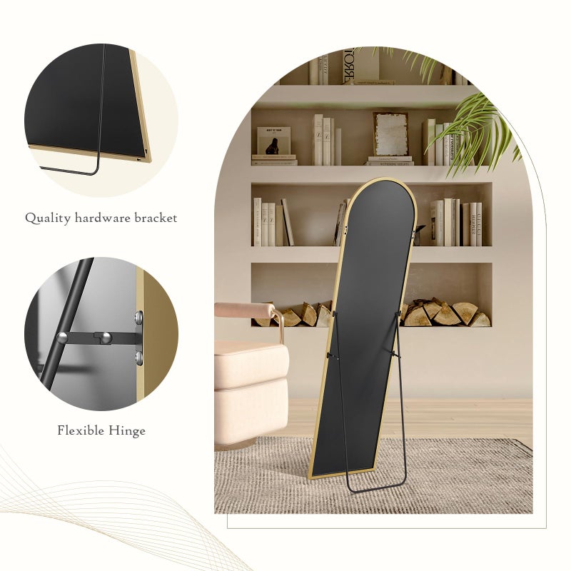Aidoly Arched Mirror Full Length, Upgraded 16"x59" Body Wall Mirrors with Shatter-Proof Glass, Floor Standing, Hanging or Leaning, Tall Arch Mirror with Stand Aluminum Alloy Frame for Bedroom Cloakroom - Image 4