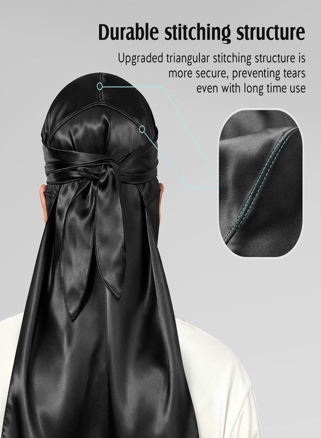YFONG 100% Mulberry Silk Durag for Men & Women, 22 Momme Silky Durag for Hair Care, Soft and Breathable Do rag for Comfortable Wear, Perfect for Fashion Styling, 1Pc, Black - Image 5