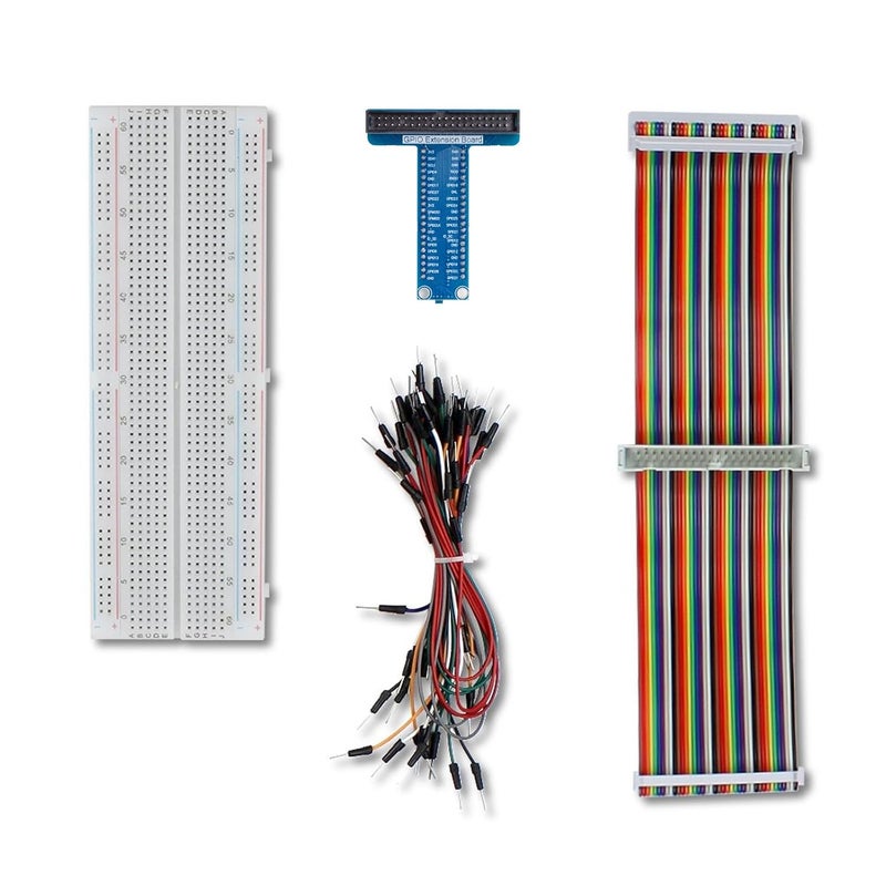 UCTRONICS GPIO Breakout Kit for Raspberry Pi Pico- Assembled Pi T- Type Breakout + 830 Tie Points Solderless Breadboard + 40 Pin Male - Female - Male Rainbow Ribbon Cable + 65pcs Jump Wires - Image 1
