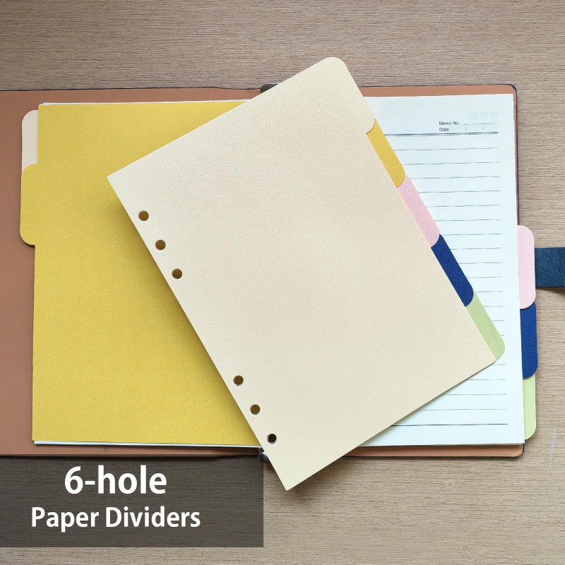 DY.2ten Binder Dividers for 6 Ring Binder, 5-Tab Sturdy Paper Dividers, A5 Index Divider, Multicolor 6 Hole Binder Dividers, Insertable Notebook Planner Tab Dividers for Binders, 2 Sets, 10 Dividers - Image 5