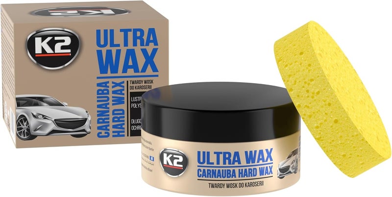 K2 Ultra CAR WAX Carnauba Polish UV Protection Deep Shine GREAT WATER BEADING 250g + Free Applicator - Image 1