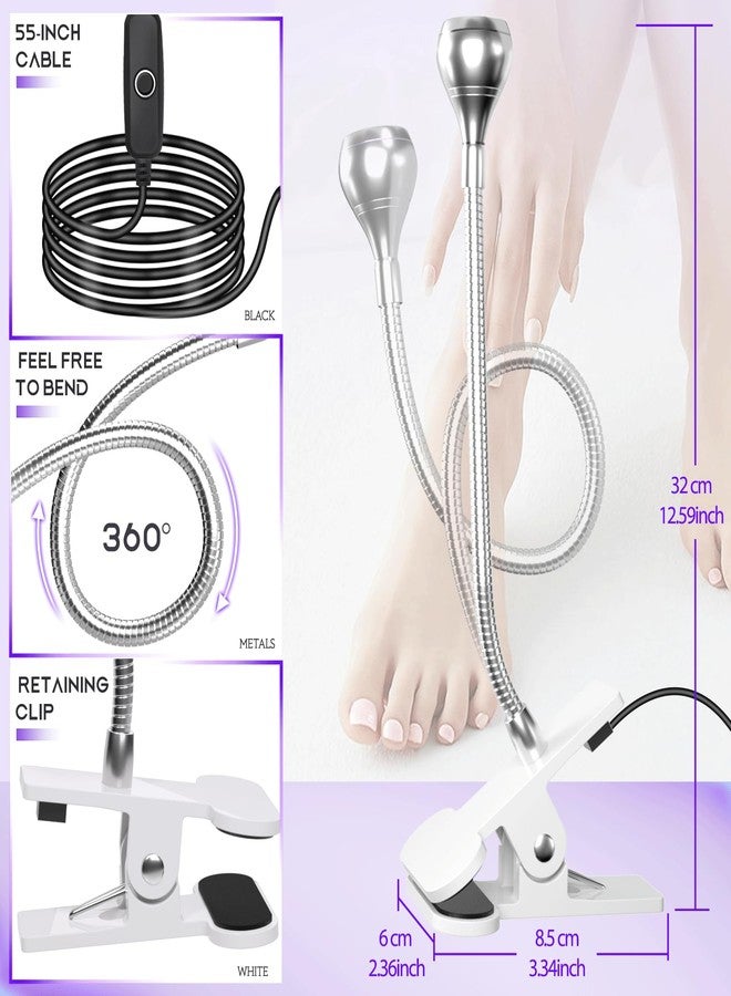 Geisofu U V Light for Nails Gooseneck U V Lamp for Nails Mini Curing with Securing Clip Rotatable Flash Cure Light for Salon Nail DIY Home (Silver) - Image 2
