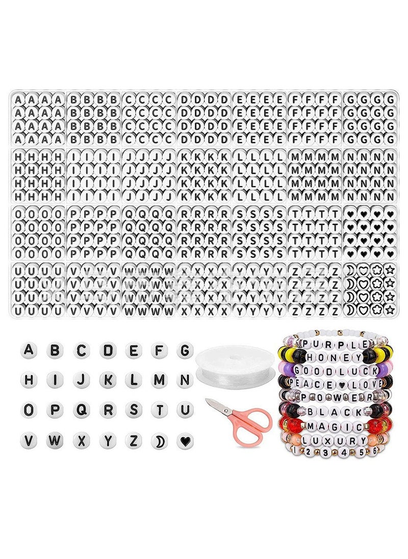 Generic - Acrylic Alphabet Beads DIY Jewelry Kit Style 5 1400 28 black and white drop oil letter bead line scissors suit - Image 1