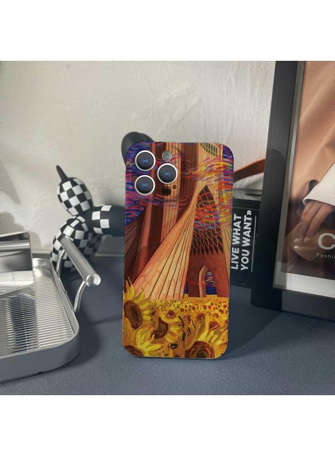 Zaboon Case For iPhone 13 mini Precise Hole Oil Painting Pattern PC Phone Case - Image 2