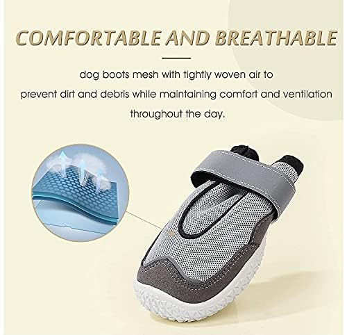 KUTKUT Dog Boots for Hardwood Floor | Breathable Shoes | Booties With Rugged Anti-Slip Sole and Skid-Proof | Outdoor Paw Protectors With Rubber Soles for Hiking and Running (Size: 5) - Image 4