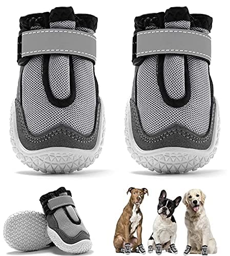 KUTKUT Dog Boots for Hardwood Floor | Breathable Shoes | Booties With Rugged Anti-Slip Sole and Skid-Proof | Outdoor Paw Protectors With Rubber Soles for Hiking and Running (Size: 5) - Image 2