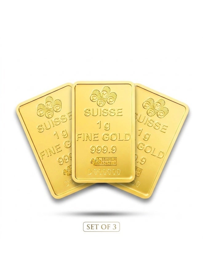 بامب سبائك ذهب خالص عيار 24 قيراط من PAMP Suisse بوزن 1 جرام (عبوة من 3 سبائك) - إجمالي 3 جرامات، نقاء 999.9 - Image 2