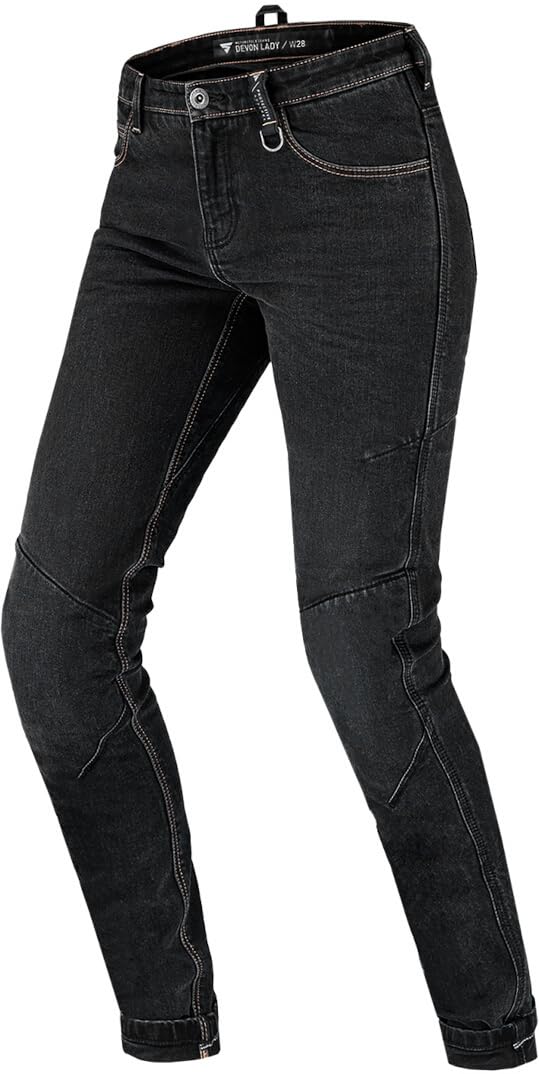 SHIMA Devon Motorcycle Jeans Ventilated Elastic Slim Fit Riding Trousers with FiberQL Reinforcements CE Knee and HIPS Protectors Women Black 30 Long