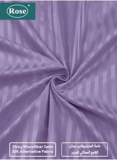 Rose Rose Luxurious Hotel Stripe Fitted Sheet with Deep Pockets and Pillow Cases, Bed Sheet 3-Pieces Set, Soft & Silky Microfiber Breathable and Cooling, King Size 200x200+35 cm, Lilac  - Image 5