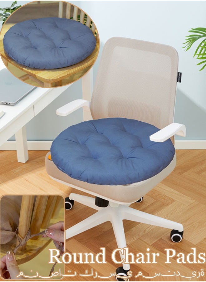 Generic Chair Pads Round Seat Cushion with Ties Sofa Pillows Meditation Floor Pillow Thicken Tatami Cushion Sofa Chair Pads Car Seat Cushion for Office Living Room Sofa Balcony Yoga(Blue)  - Image 1